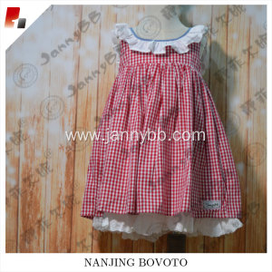 wholesale boutique summer red gingham lace dress